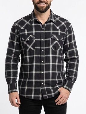 MWG APPAREL Men’s Western Button Down Shirt Rockabilly Plaid Iridescent Snap XXL